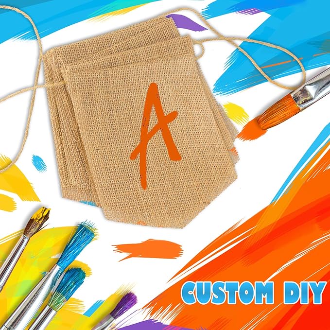 15pcs Hand-Painted DIY Burlap Banners - for Kid Adults Party Decor