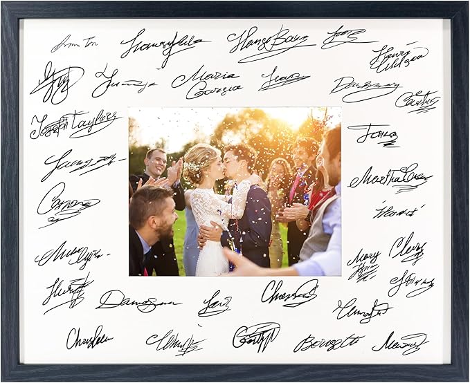 GraduatePro 16x20 Signature Picture Frame Board for 8x10 Photo with Signable Mat for Birthday Party Graduation Wedding Guest Book