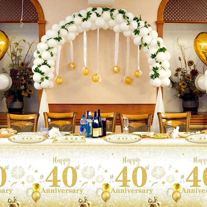 41 PCS Gold Birthday Decorations 40 Years old Paper Plates Napkins Tablecloth Birthday Supplies 1986 Theme Party Tableware Cheers to 40 Years Table Party Decor Favors for Men and women Party Supplies