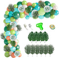 XIRUISHEN 118 PCS Tropical Forest Balloon Arch Garland Kit, Green Confetti Balloon Palm Leaf Hawaiian Theme Graduation Ceremony Anniversary Celebration Birthday Party Wedding Decorations