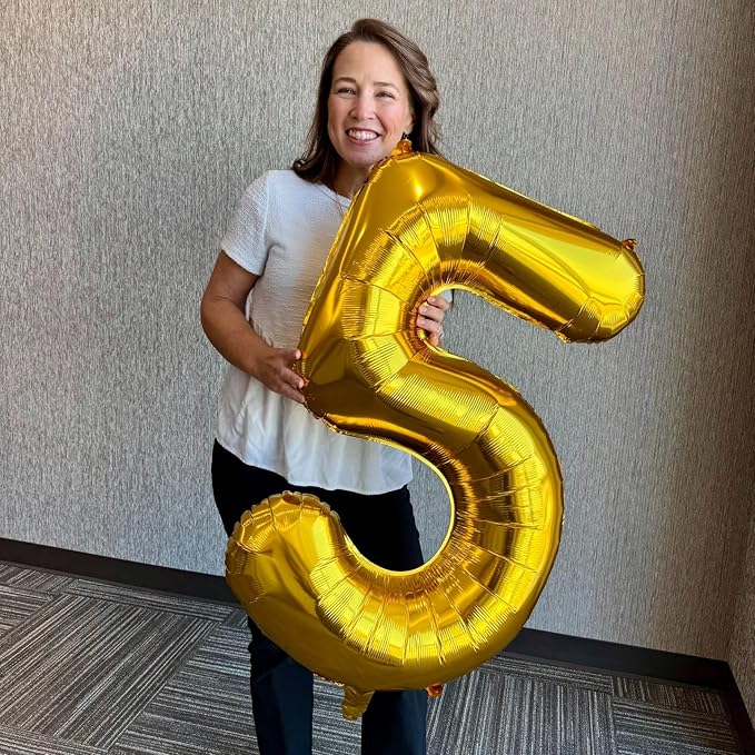 40 Inch Gold Number 9 Balloon, Giant 9 Number Balloons for 9th Birthday Decorations, Party Supplies for Baby Boy Girl, Gold Party Decor