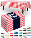 Pureegg Plastic Table Cloth Disposable 12 Pack, 54 x 108 Inch Table Cloths, Party, Picnic, Decorative Gingham Tablecloths, Rectangle, Red and White Checkered Cover, Leakproof & Sturdy, Red Plaid