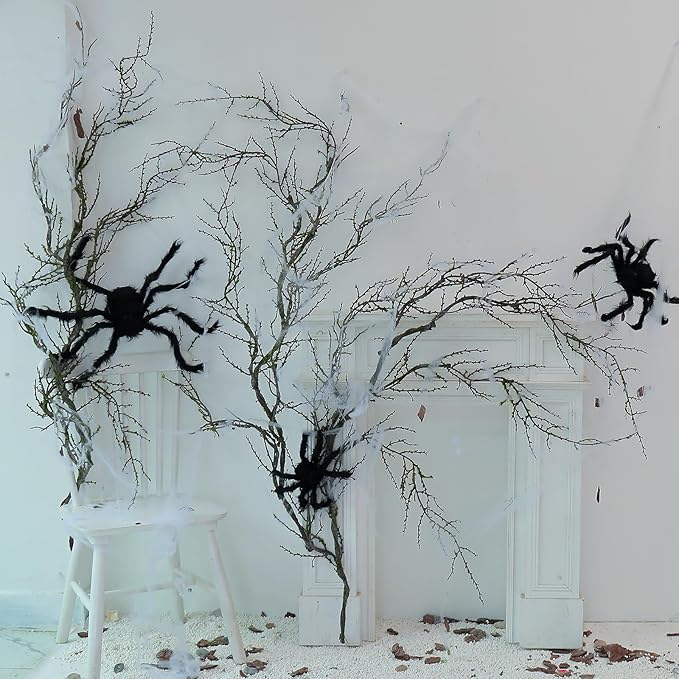 190cm/74.8inch Artificial Creepy Flexible Tree Branches Faux Grape Vines Garland Twigs with Moss Wood Craft for Halloween Door Wall Hanging Cottage Haunted Mansion Theme Outdoor Mantel Decoration (1)