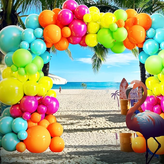 Tropical Balloon Arch Kit,119 Pcs Different Size Hawaiian Balloons,Latex Summer Balloons for Party Decorations, Wedding Backdrop, Birthday, Baby Shower, Graduation