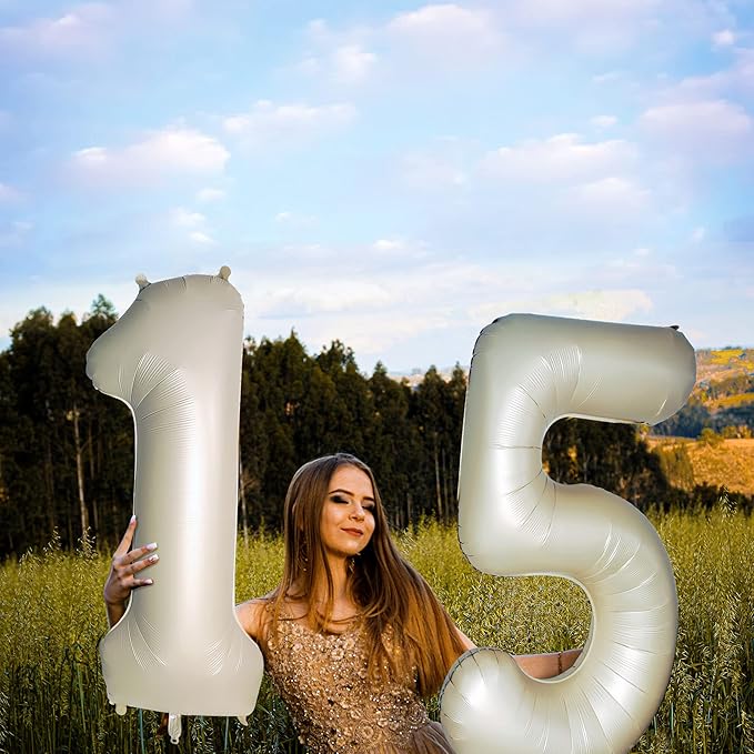 Number 4 Balloons White Sand Four Balloon for 4 Year Old Birthday Decorations 40 Inches Cream White Large Numbers 4th Birthday Party Nude Ballons Beige 4 Digital Neutral Balloon Pearl White 4