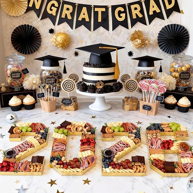 Graduation Decorations Class of 2026-2026 Numbers Charcuterie Board Box - 10" Serving Paper Tray for Graduation Centerpieces - Table Decoration for Kindergarten Preschool College Party Supplies