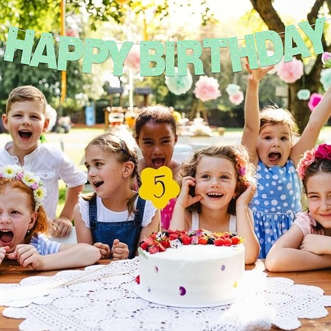 BEISHIDA 116 PCS A-Z DIY Letter Banner Kit Make Your Own Banner Glitter Light Green Including 111 Letters and Numbers 3 Rope and 2 Threading Device,Customized for Birthday Graduation Party Decor
