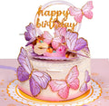 Paper Love Butterfly Birthday Cake, 3D Pop Up Birthday Card, For Adults or Kids - 5"x7" Cover - Includes Envelope and Note Tag