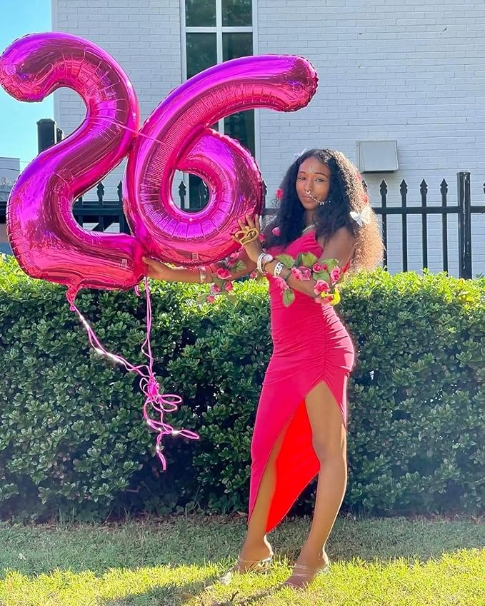 Hot Pink Number 2 Balloon 40 Inch, 2 Balloon Number, 2nd Birthday Decorations for Baby Girls Boys Toddlers
