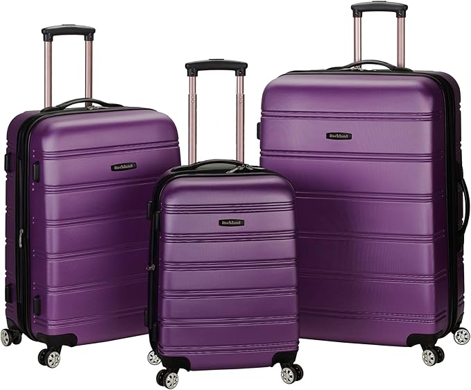 Rockland Melbourne Hardside 3 Piece Expandable Spinner Wheel Luggage Set, (20"/24"/28"), Purple