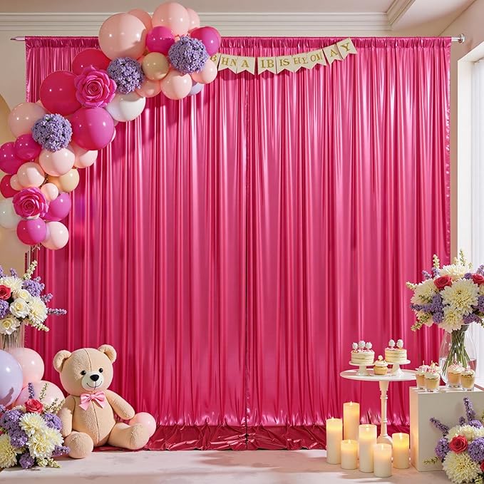 20x10 Wrinkle Free Hot Pink Sequin Backdrop Curtain for Parties-Thick Not Fall-Off Glitter Fuchsia Backdrop Drapes-4 Panels 5x10ft Shimmer Photo Back Drop Cloth for Wedding Birthday Photography