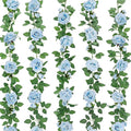 ZIFTY 5Pcs 32.5FT Blue Flower Garland Fake Flower Vines Faux Artificial Floral Garland Hanging Rose Ivy for Wedding Decortions Arch Garden Ceremony Background Outdoor Wall Decor
