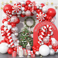 Christmas Balloon Arch Kit 129 Pcs Red White Silver Snowflake Confetti Latex Balloons Xmas Candy Cane Foil Balloon for Merry Christmas Friendsmas Winter New Year Birthday Party Decor