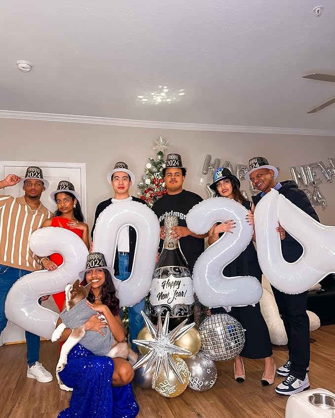 White 4 Balloon, Translucent Number Balloons 40 Inch, 4th White Party Decorations, Four Large Numbers for Party Decor, Number 4 Balloon