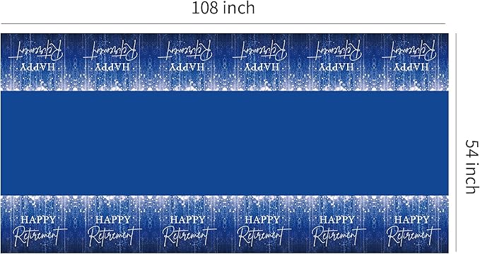 Blue Retirement Party Tablecloth Decorations - Disposable Happy Retirement Party Supplies for Men Women Tablecover, Retirement Table Decorations Table Cloth - 3 Pack (54in x 108in)