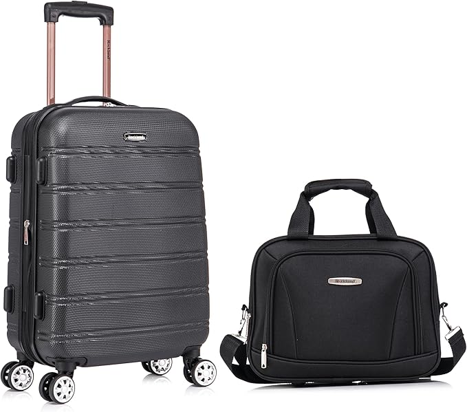 Rockland Melbourne Hardside 2 Piece Expandable Spinner Wheel Luggage Set, Carry-On 20" and Tote 14", Black