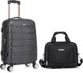 Rockland Melbourne Hardside 2 Piece Expandable Spinner Wheel Luggage Set, Carry-On 20" and Tote 14", Black