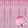 6 Pack Pink Foil Fringe Curtains Backdrop, 3.28 x 9.8 Ft Metallic Streamers Tinsel Curtains Background for Photo Booth, Birthday, Halloween, Christmas, Thanksgiving, New Year Party Decorations