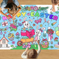Easter Giant Coloring Poster/Tablecloth, Crafts for Kids, 30 x 72 Inches Jumbo Coloring Banner, Versatile Paper Table Cover for Easter Party Favors, Wall Decoration
