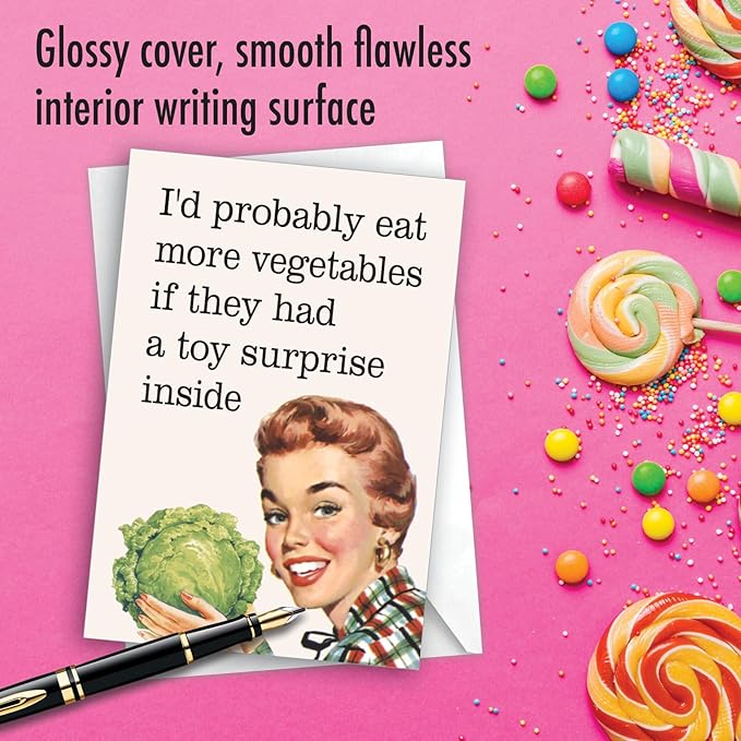 NobleWorks, Funny Birthday Paper Card with 5 x 7 Inch Envelope (1 Card) Bday More Vegetables C10806BDG