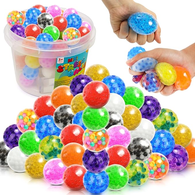 Squishy Stress Balls Fidget Toys - 72 Pack Squishy Toys Stress Ball for Nervousness, Fidget Stress Toys Bulk, Squeeze Balls for Adult Teen- Fidgets for Classroom Prize - Easter Basket Stuffers