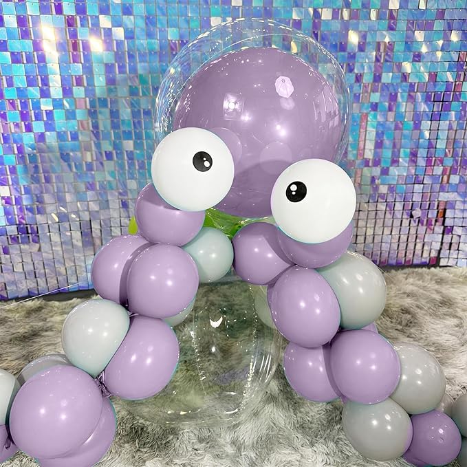 Monster Balloons Arch Kit, Pastel Green Pink Purple Balloon Garland Light Mint Green Pastel Orange Nude Balloons Eyeball Balloon for Monster Cartoon Party Inc Decorations Kids Birthday Party Supplies