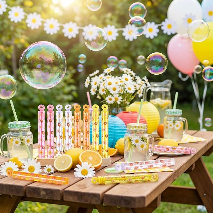 32 Pcs Hippie Daisy Bubble Wands Daisy Bubble Wand Groovy Party Favors for Adult Summer Activity Birthday Party Goodie Bag Stuffers Gifts Wedding Supplies