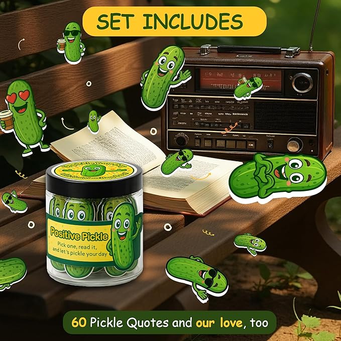 60 Positive Pickle Cards Jar - Easter Basket Stuffers for Teens - Affirmation Cards for Women, Teens, Emotional Pickle Gifts, Positive Pickle Jar, Funny Pickle Gifts for Women, Teen Girl Birthday Gifts, Positivity Jars - Easter Basket Stuffers for Adults