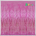 Pink Foil Fringe Curtains Tinsel Backdrop, Melsan 3.2 x 8 ft Metallic Tinsel Curtains Party Decorations for Baby Shower, Princess Themed Birthday Party Backdrop - Pack of 2