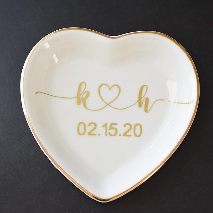 Engagement Ring Holder Ring Dish Engaged Gift Wedding Gifts Ring Holder Engagement Ring Dish Engaged Gift for Her Beatifully Packaged with sea Blue Branded Logo Box with Pink Lining Inside.