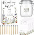 Roowest Baby Shower to Baby Advice Cards for New Parents to Be - Tip Jar Sign for New Parents 60 Parenting Advice Cards 10 HB Pencils 2 Cute Stickers 1 Pet Bottle for Guests Games(Wild Flower)