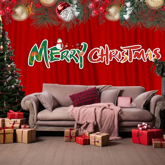 MEETSKY Red Backdrop Curtains for Party Christmas Day Wedding Ceremony Red Curtains Fabric Photography Backdrop Drapes for Birthday Party Baby Shower,5ft x 10ft,2 Panels