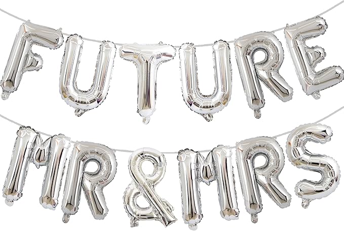 2 Set 24Pcs FUTURE MR & MRS Silver Letter Balloons 16in Foil Decorations Party Decor Supplies