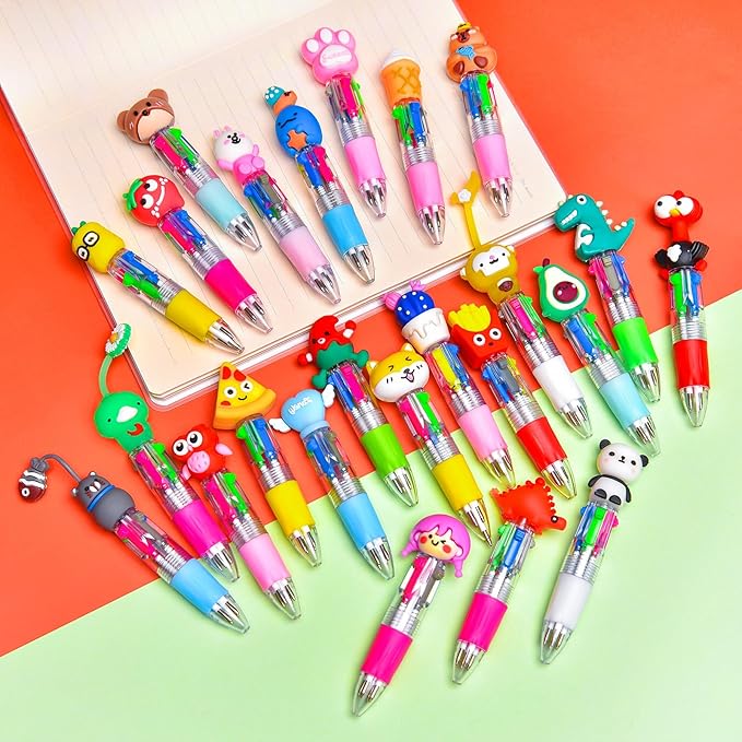 60Pcs Mini Multicolor Pens in One 4-in-1, Cute Pens Bulk for Party Favors and Birthdays, Delightful Ballpoint Pen Gifts Classroom Prizes (60pcs)