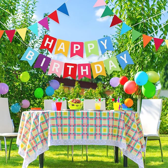 Irenare 4-Piece Happy Birthday Banner - Colorful Party Decor, Felt Garland Banner with Rainbow Colors