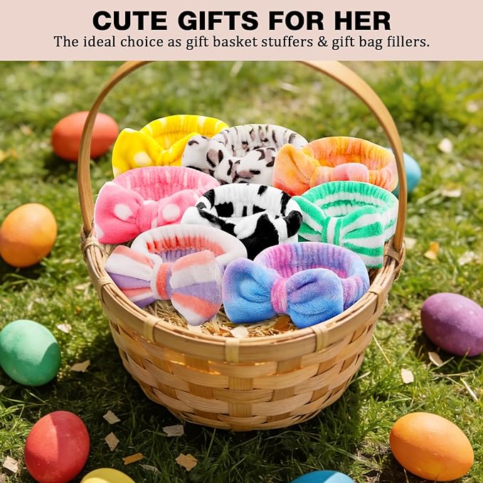 8pcs Spa Headband, Easter Basket Stuffers, Bulk Easter Mothers Day Gifts, Stocking Stuffers for Teen Girls Women, Skincare Makeup Face Wash Headband, Goodie Bags Gift Baskets Party Favors