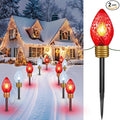 Minetom Jumbo C9 Christmas Pathway Lights Outdoor - 2 Pack 10.5 Feet 5 Lights, C7 Covered Multicolor Bulb Decorations for Lawn Outside, Red & Cool White