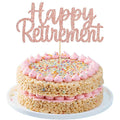 Gyufise Rose Gold Glitter Happy Retirement Cake Topper Retirement Cake Decoration Picks for Retired Party Cake Decoration Party Supplies 1 Pack