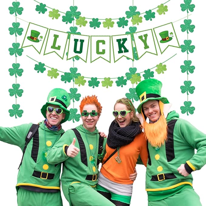 St-Patricks Day Party-Decoration Green-Shamrock Garland - 25pcs Saint St. Patrick's Tissue Paper Pom Poms Fan Streamers Swirl,Irish Lucky Banner, Baby Shower Birthday Hanging Decor Lasting Surprise