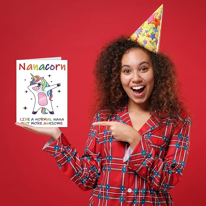 Stuff4 Birthday Cards for Nana - Nanacorn - Nana Mothers Day Card from Granddaughter Grandson, Happy Birthday Nana, Grandma Unicorn Birthday Card, A5 Seasonal Nannie Nanna Funny Greeting Cards