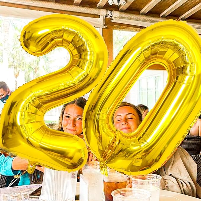 Gold Number Balloons Birthday Balloons - Giant Gold Number 20 Balloon 40 inch, Numbers Balloon 10th Birthday Decorations, Gold Party Supplies for Women Men