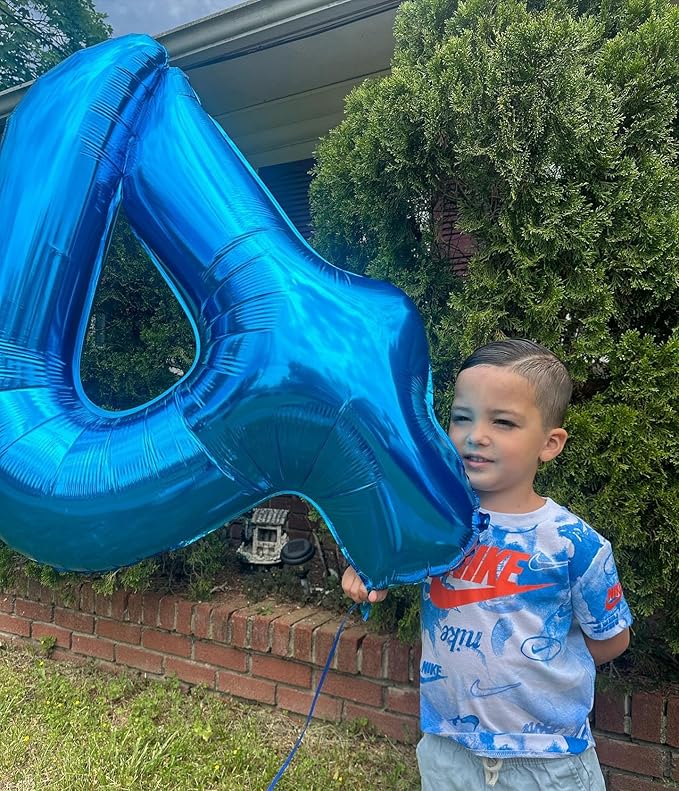 Navy Blue 4 Balloon, Number Balloon 40 Inch, 4th Blue party decorations, Four Large Numbers for Party Decor, Number 4 Balloon