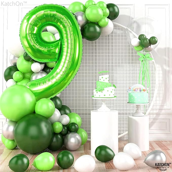 KatchOn, Giant Light Green Number 9 Balloon - 40 Inch | Foil 9 Birthday Balloon for 9th Birthday Decorations | 9th Anniversary Decoration | Green Party Decoration
