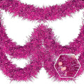 50 Feet Christmas Foil Fringe Banner Metallic Tassle Garland Metallic Backdrop Parade Floats Shiny Hanging Ceiling, Valentine's, Wedding, New Year Party Decorations(2" x 50', Rose Red)