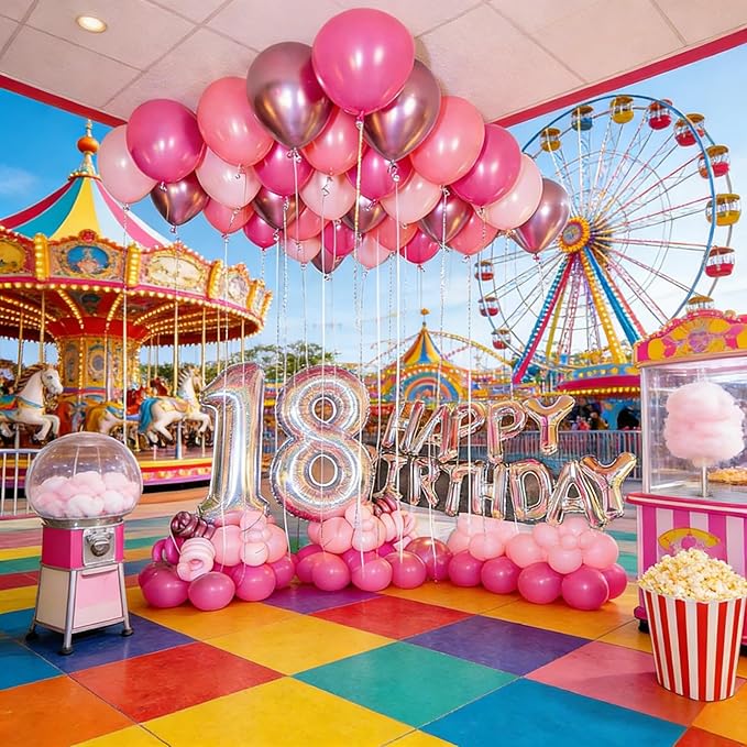300 Pcs Pink and Red Balloon Set, 12 Inch Light Pink Hot Pink and Metallic Rose Red Bulk Latex Balloons, for Birthdays Weddings Baby Show Princess Party Decorations