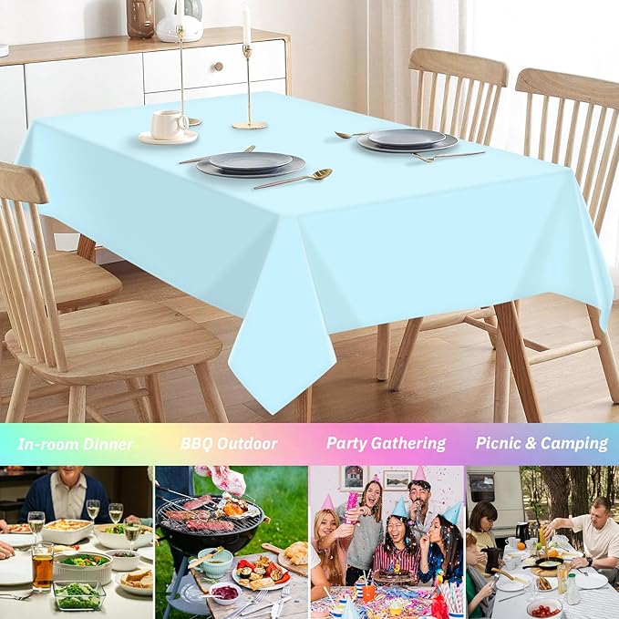 12 Pack Pastel Color Tablecloths, Pastel Plastic Table Cloths for Parties, 6 Color Pastel Party Decorations Set for Girls Birthday, Unicorn and Ice Cream, Baby Shower, Wedding Party, 54 x 108 Inch…