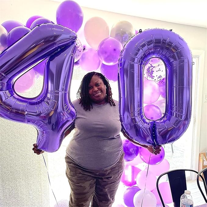 Purple Number 18 Birthday Balloons, 40 Inch Large Mylar Foil Number 1 & 8 Balloons for 18 Year Old Girls, 18th Birthday Party Decorations for Women Anniversary