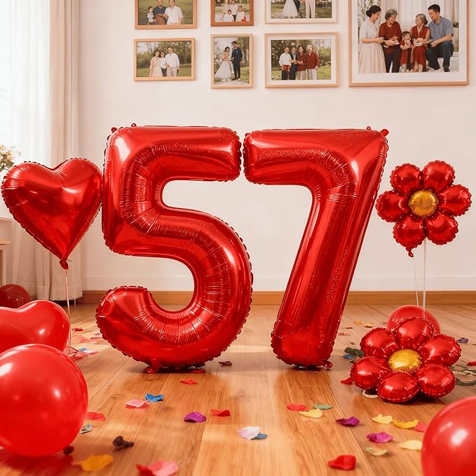 Laser Red Number Balloon 40 Inch, 0 Number Balloons, 10 20 30 40 50 Numbers Balloon Birthday Decorations, Party Supplies for Women