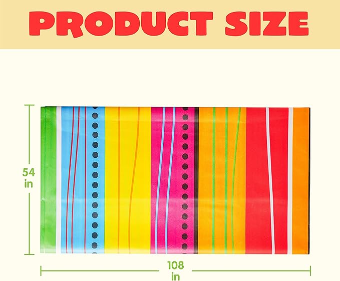 JOYIN 4 pcs Cinco De Mayo Printed Plastic Tablecover for Fiesta Decor, Muti-Colored (54 x 108 INCHES) Tablecloth for Fiesta Decorations, Taco Night, Birthday, and Mexican Themed Party
