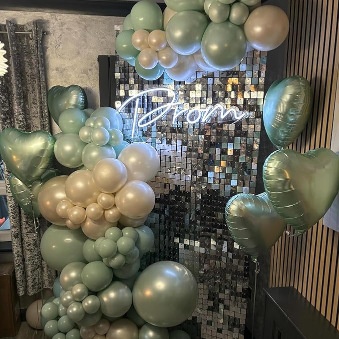 Sage Green Heart Foil Balloon, 10PCS Olive Green Heart Helium Balloons, Light Green Heart Shaped Foil Balloons for Jungle Safari Party Birthday Graduation Garden Wedding Baby Shower Party Decorations